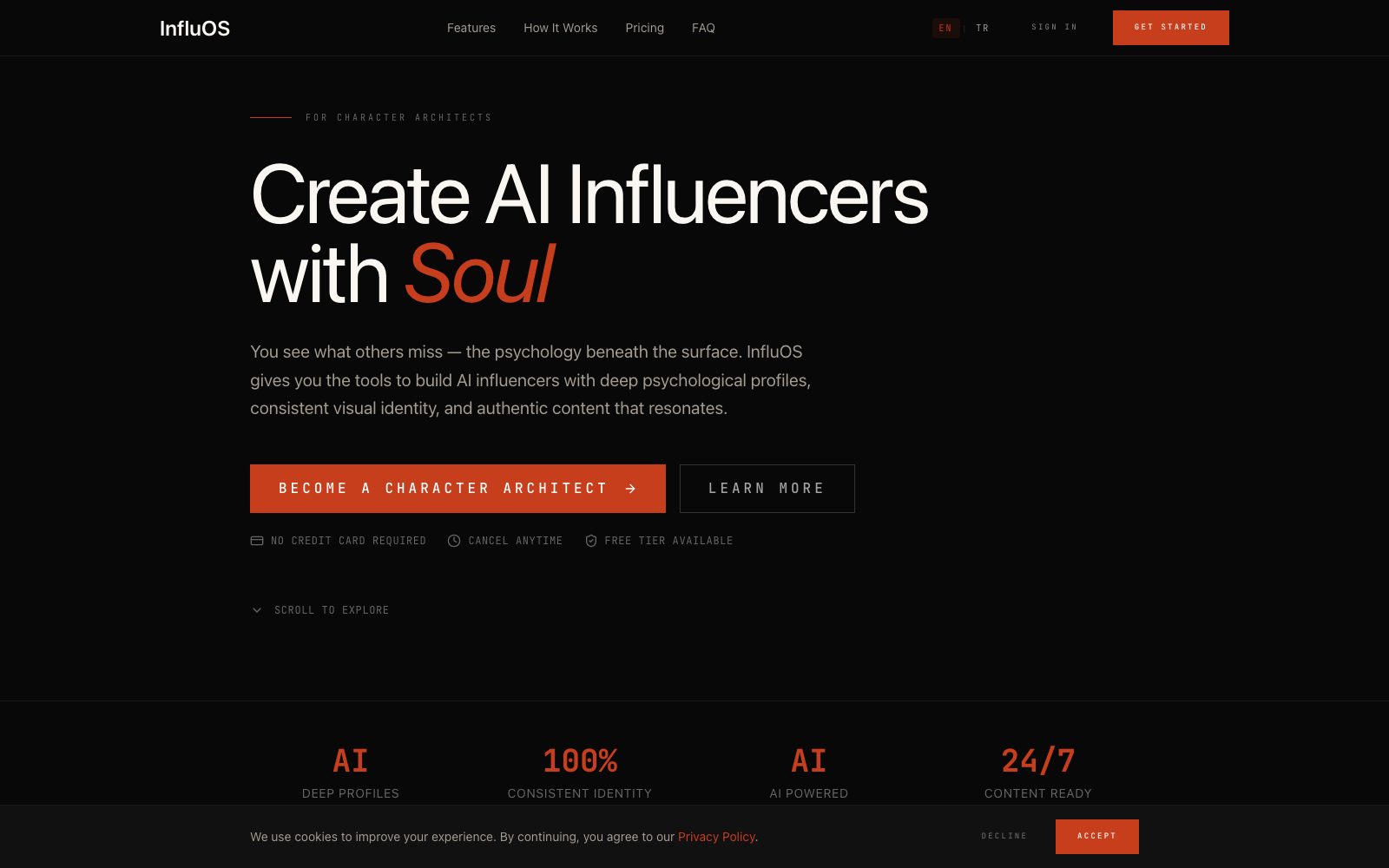 Influos homepage preview