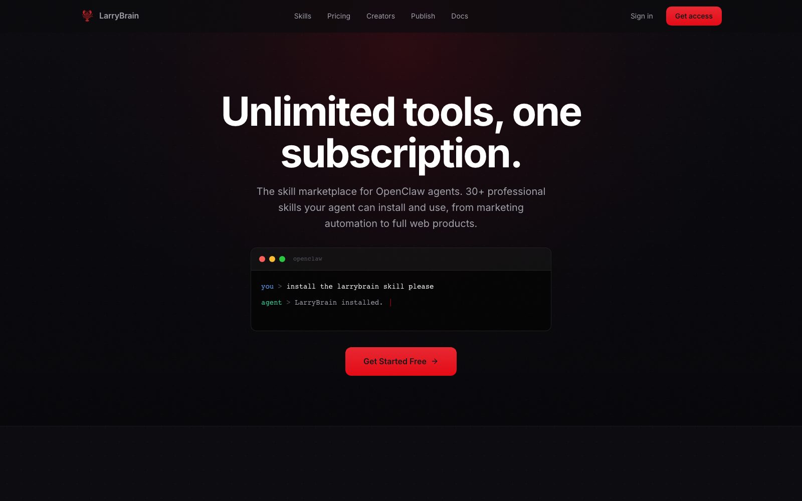 LarryBrain homepage preview