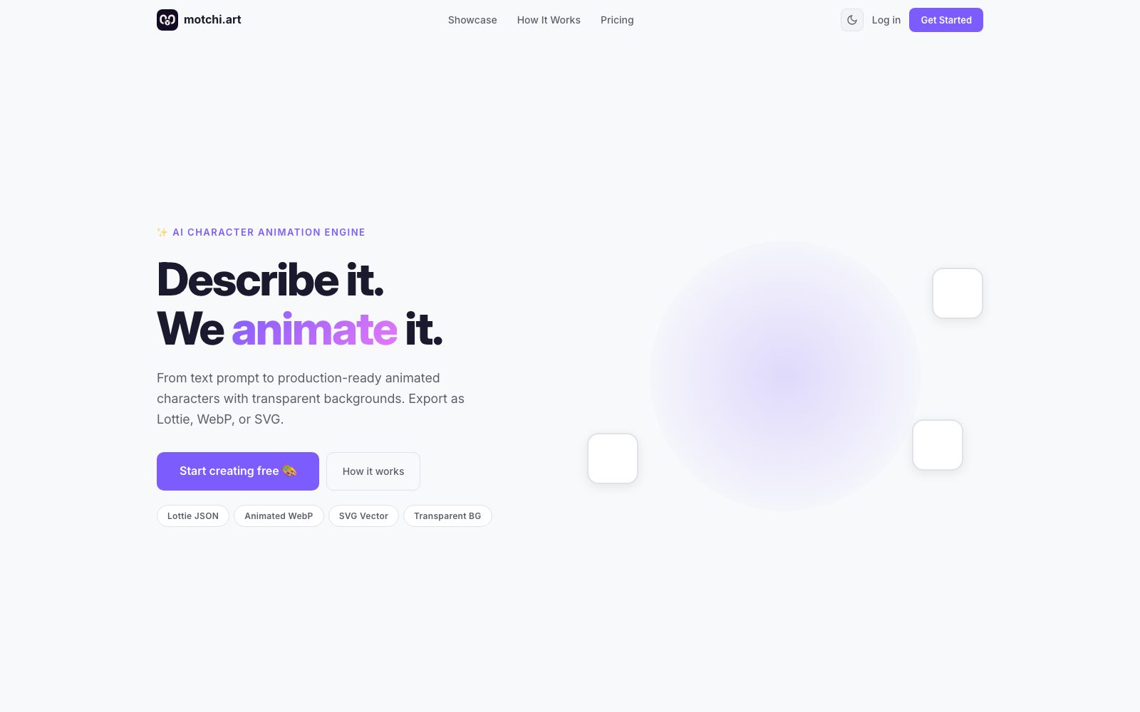 Motchi homepage preview