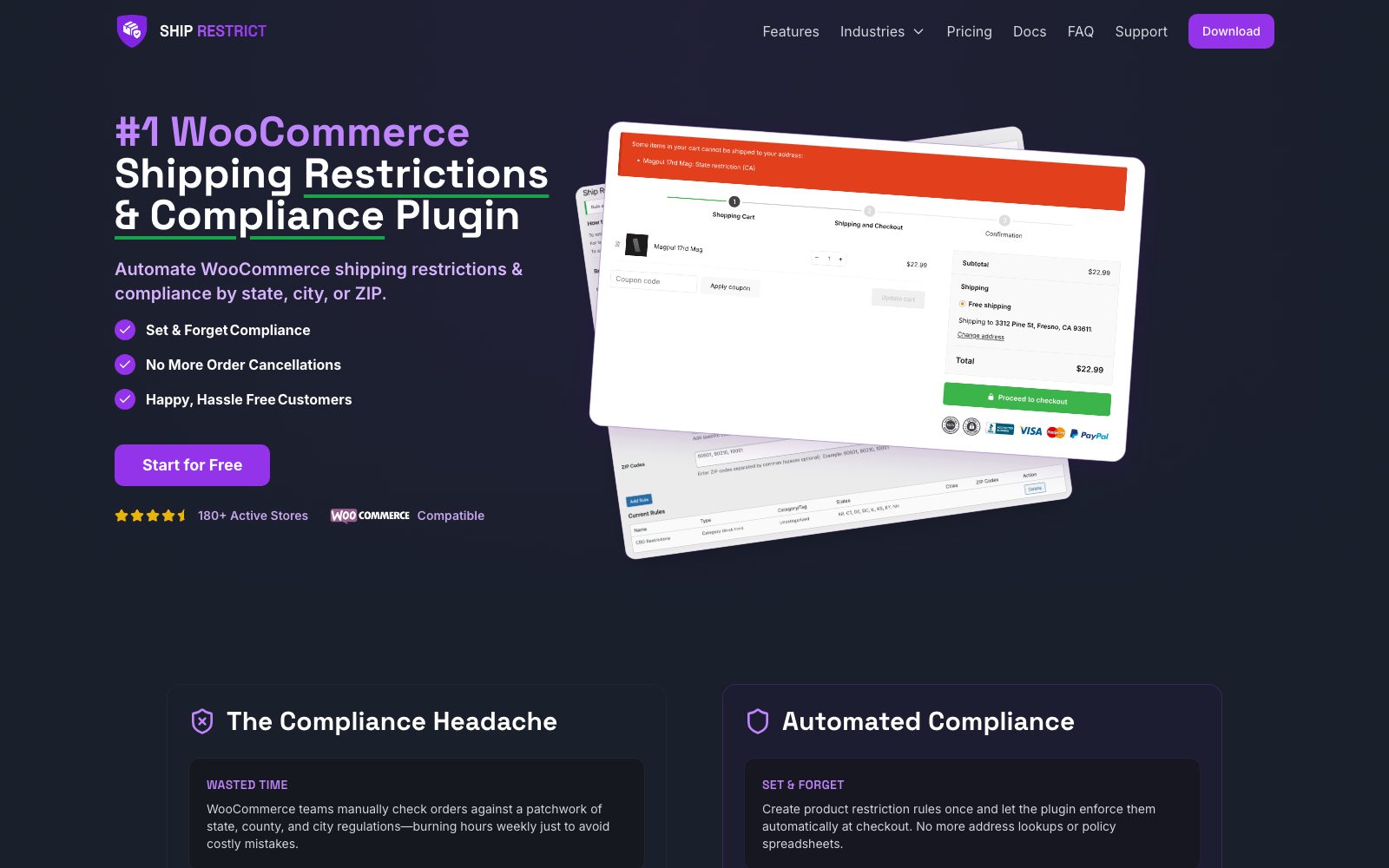 Shiprestrict homepage preview